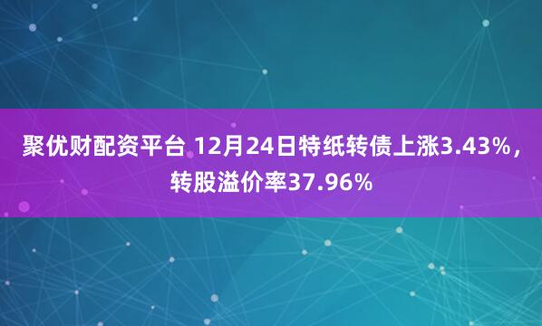 聚优财配资平台 12月24日特纸转债上涨3.43%，转股溢价率37.96%