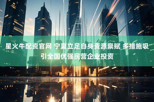 星火牛配资官网 宁夏立足自身资源禀赋 多措施吸引全国优强民营企业投资